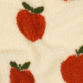 Plyš teddy Jablka | Poppy Fabrics – vlněná bílá/terracotta, 