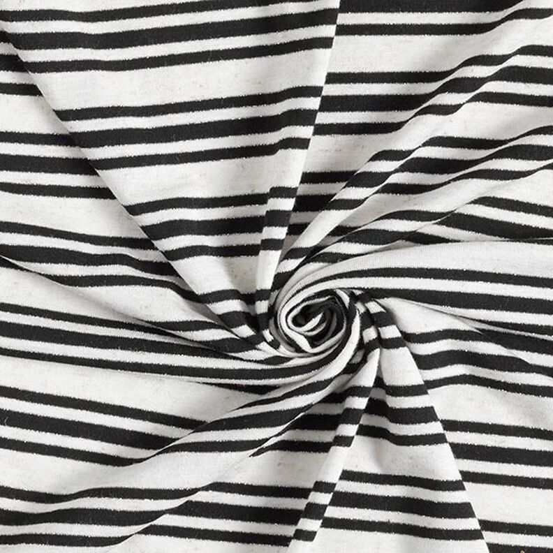 Viskózový žerzej s nepravidelnými třpytivými pruhy – vlněná bílá/černá,  image number 3