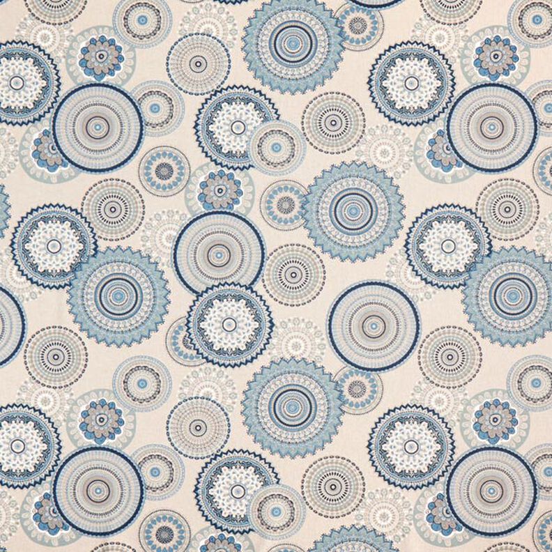 Dekorační látka polopanama Mandala – modrá, image number 1