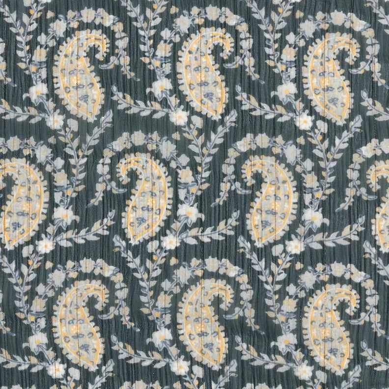 Krepšifón Paisley a lurexové pruhy – černá/stříbřitě modrá, image number 1