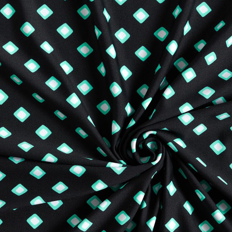 Látka na plavky retro diamanty – černá/máta peprná,  image number 3