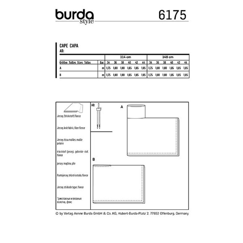 Pelerína, Burda 6175 | 34-44,  image number 8