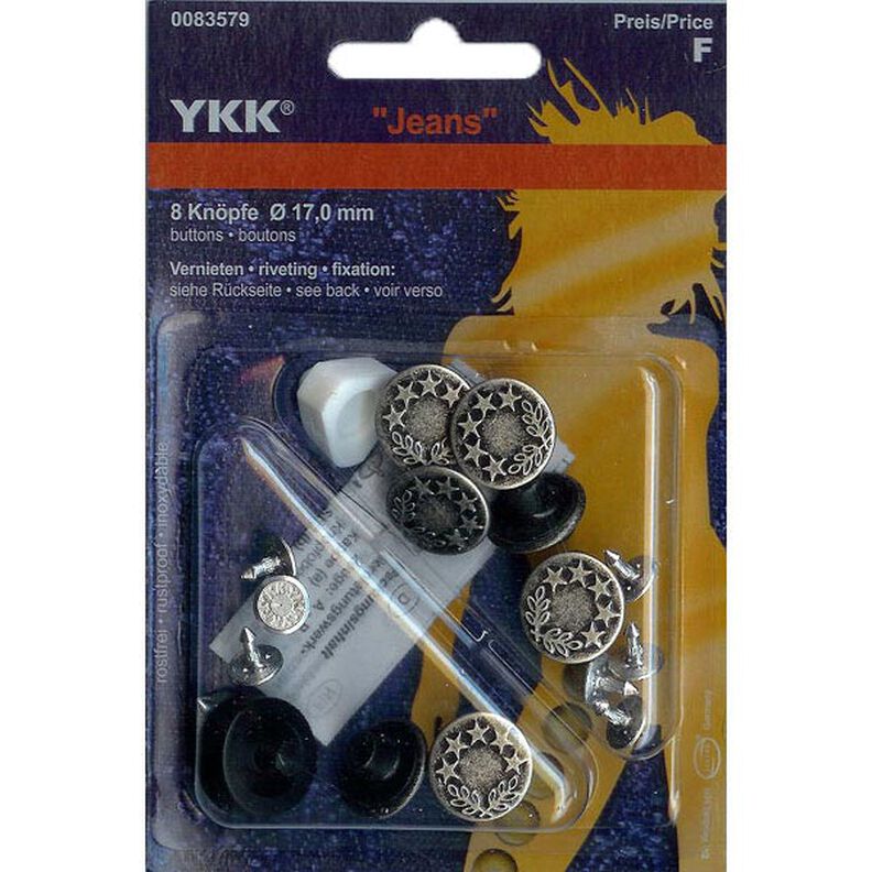 Džínový knoflík Vavřínový věnec 3 – stříbrná | YKK,  image number 1