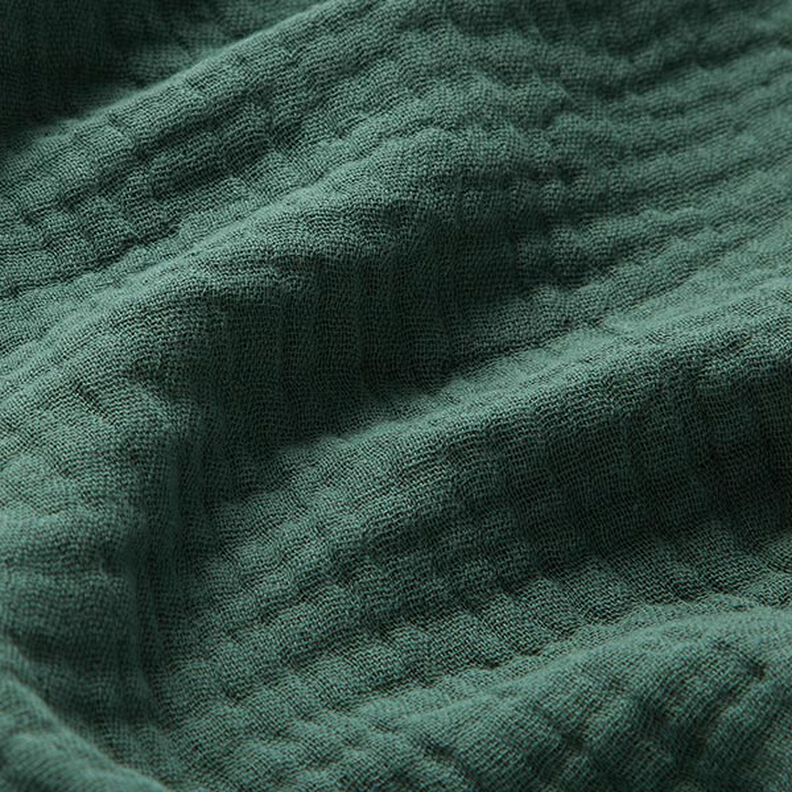 GOTS Třívrstvý bavlněný mušelín – tmavě zelená,  image number 3