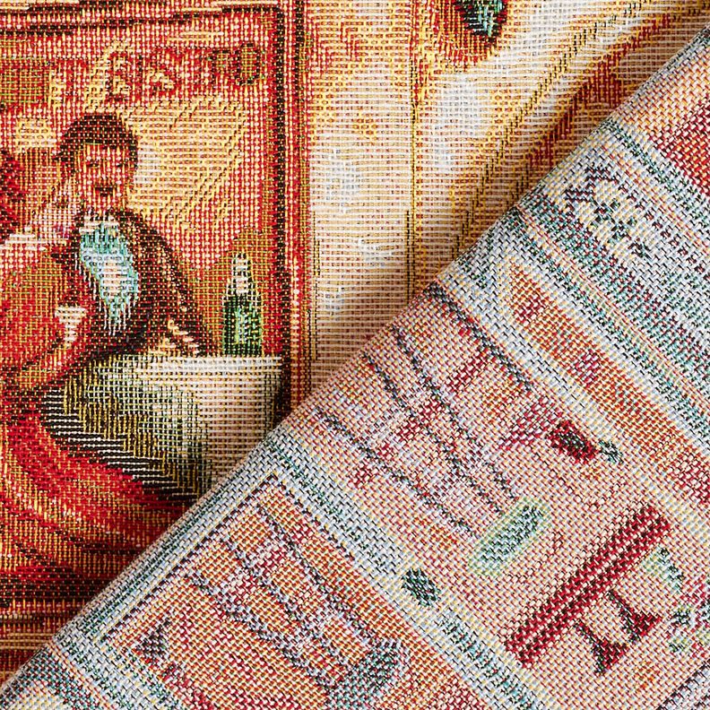 Dekorační panel Gobelín Francouzské bistro – modrá/terracotta, image number 4