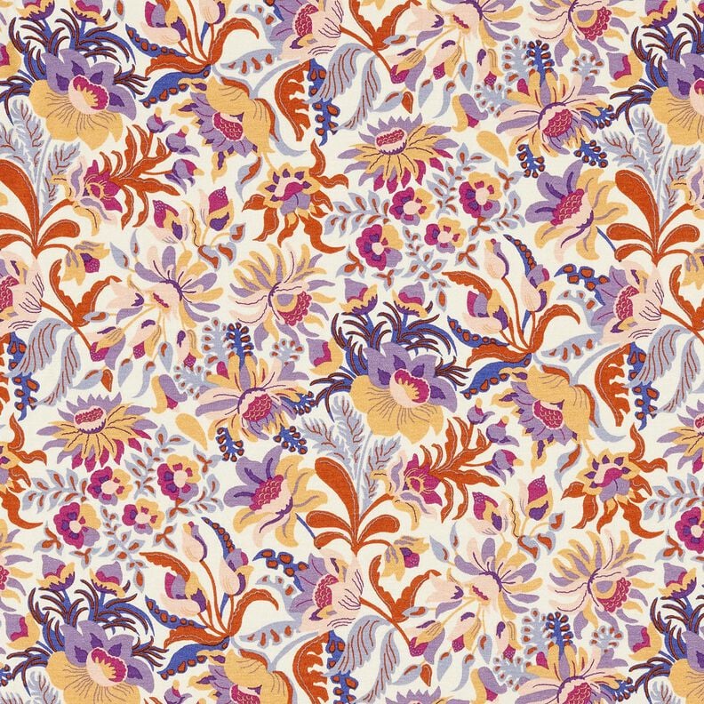 Viskózový žerzej Květiny a ornamenty | Katia Fabrics – kremová/levandulová,  image number 1