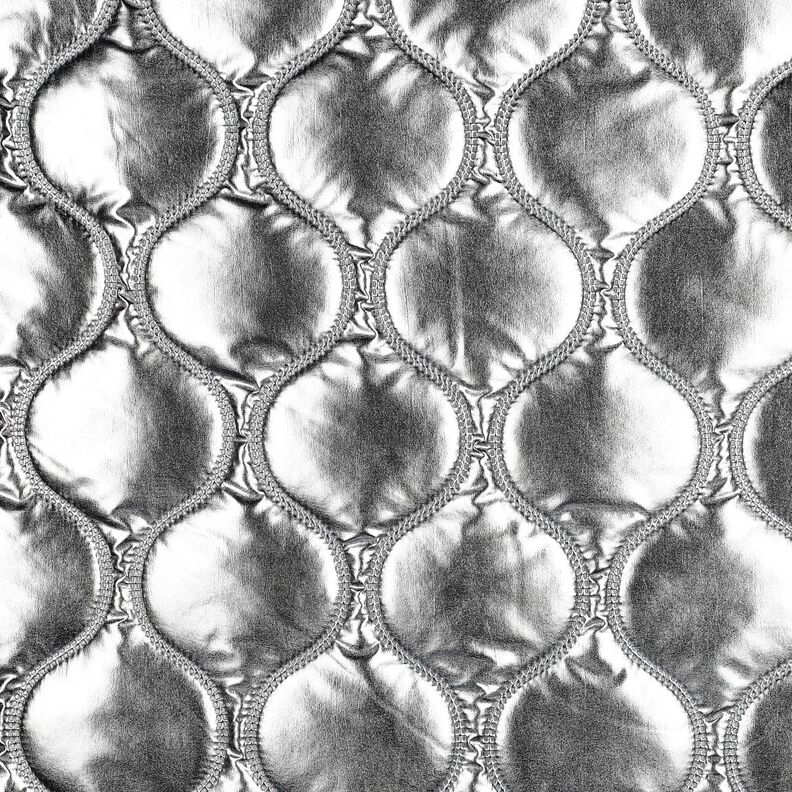 Prošívaná látka Hadí linie – stříbrná metalická, image number 1