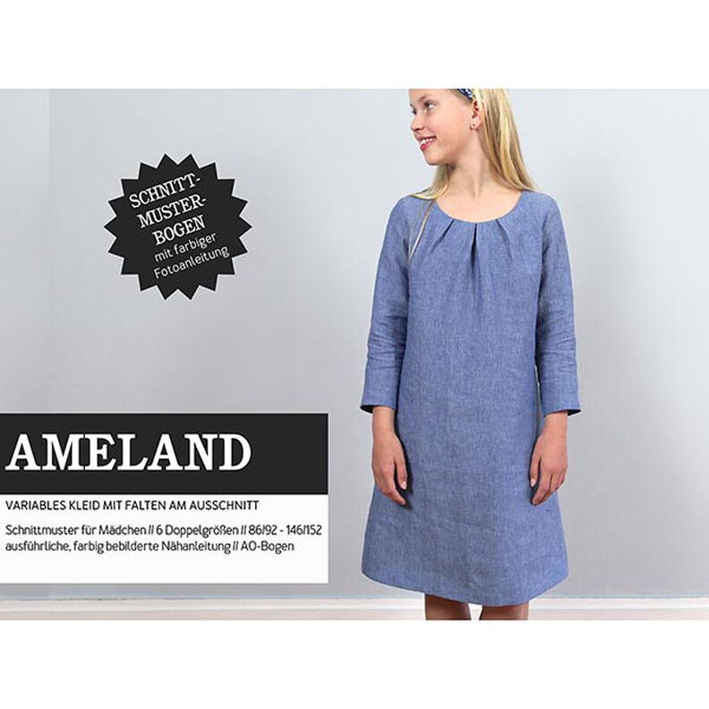Šaty AMELAND se záhyby ve výstřihu | Studio Schnittreif | 86-152,  image number 1