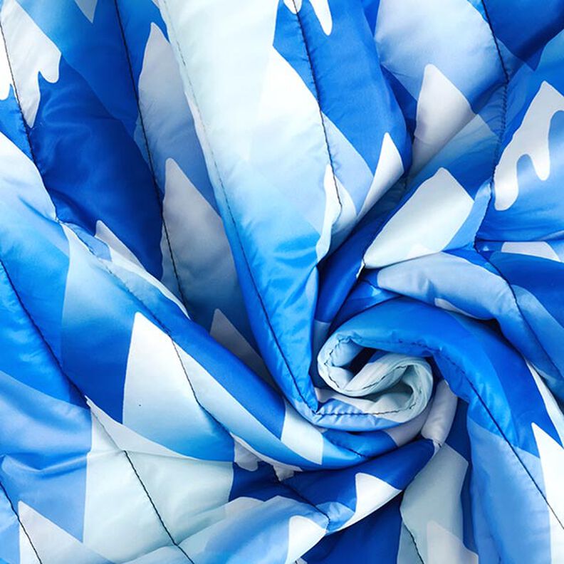 Prošívaná látka Hory – královská modr/bílá,  image number 3