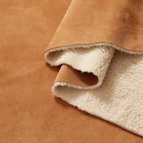 Velur s podkladovou vrstvou z šerpské kožešiny – skořicová, 
