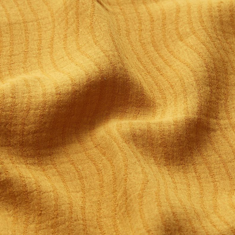 Směs lnu a bavlny Žakár Vlnkový vzor – kari žlutá,  image number 2