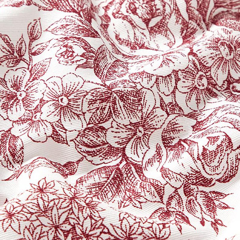 Dekorační látka Plátno Romantika – bílá/karmínově červená,  image number 2