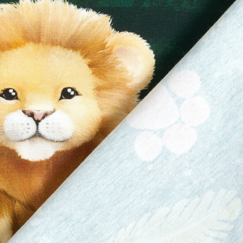 Bavlněný žerzej Roztomilý lev Panel | Glitzerpüppi  – tmavě zelená/srnčí hnědá,  image number 5