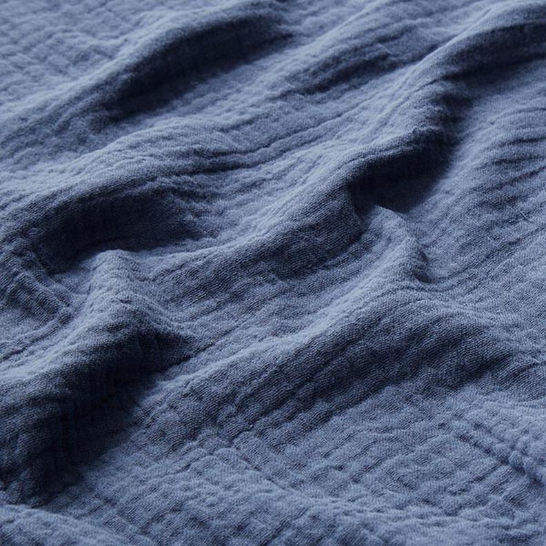 GOTS Mušelín / dvojitá mačkaná tkanina | Tula – džínově modrá,  image number 3