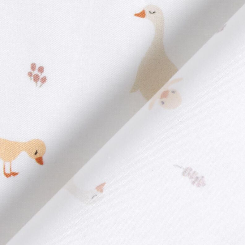 GOTS Bavlněný popelín roztomilé husy a kuřátka | Poppy Fabrics – bílá,  image number 4