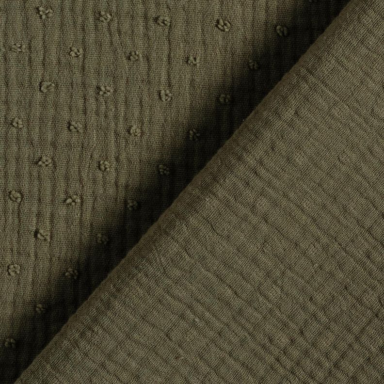 Mušelín / dvojitá mačkaná tkanina dobby – khaki | Zbytek 90cm,  image number 4