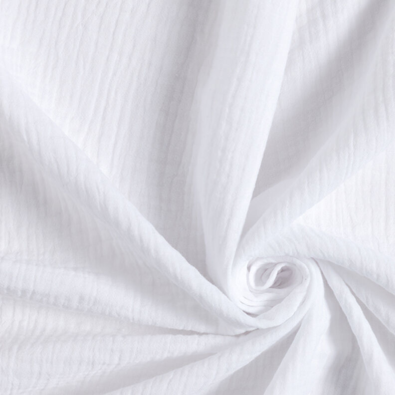Mušelín / dvojitá mačkaná tkanina – bílá,  image number 1