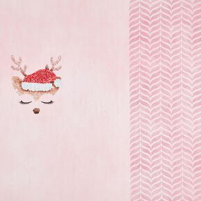 Bavlněný žerzej Spící třpytivý jelen Panel | Glitzerpüppi – rose/světle starorůžová, 