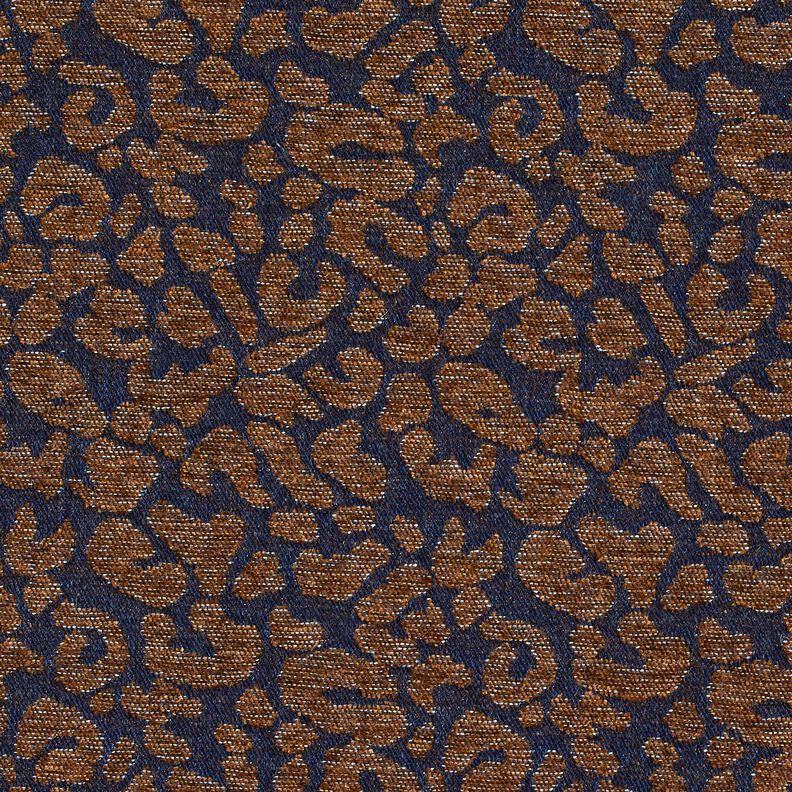Kalhotová látka v denimovém vzhledu s leopardím potiskem – středně hnědá/noční modrá, image number 1