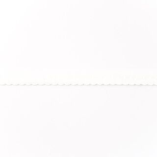 Elastická lemovací stuha Krajka [12 mm] – vlněná bílá, 