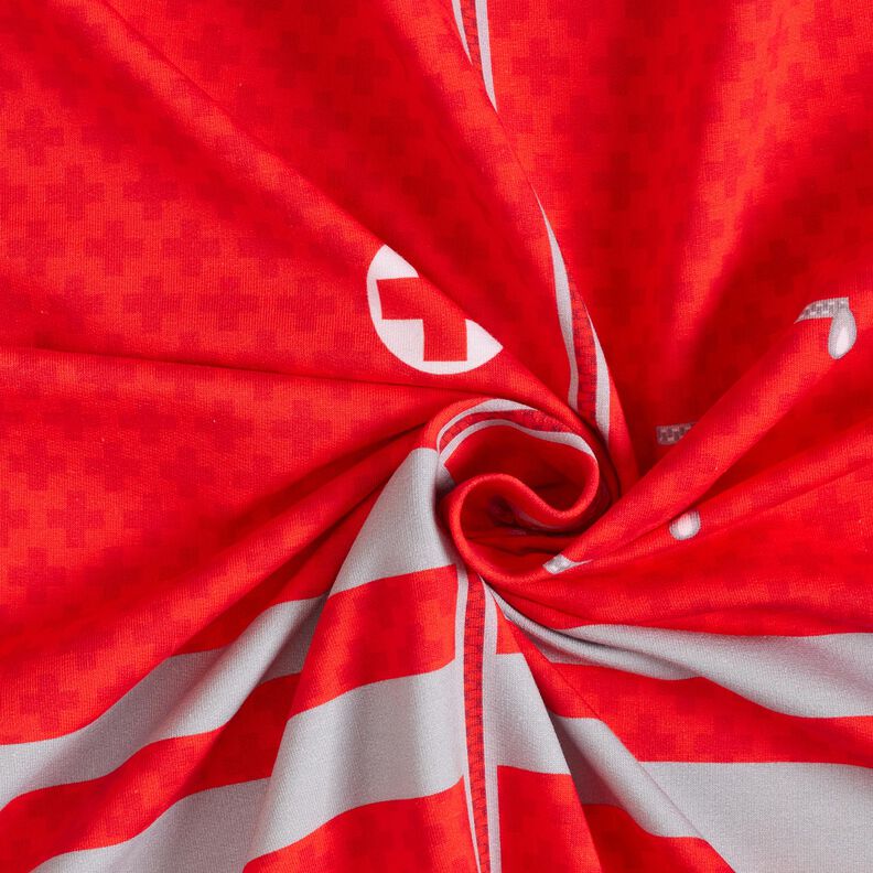 Francouzské froté Panel Staňte se jednou pohotovostním lékařem | Stoff&Liebe – červená/stříbrně šedá,  image number 3