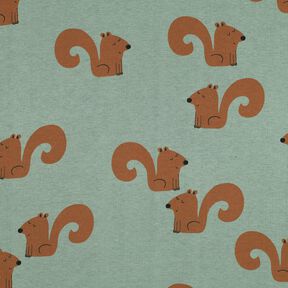 Teplákovina počesaná Veverky | Poppy Fabrics – rákosove zelená/bronzová, 