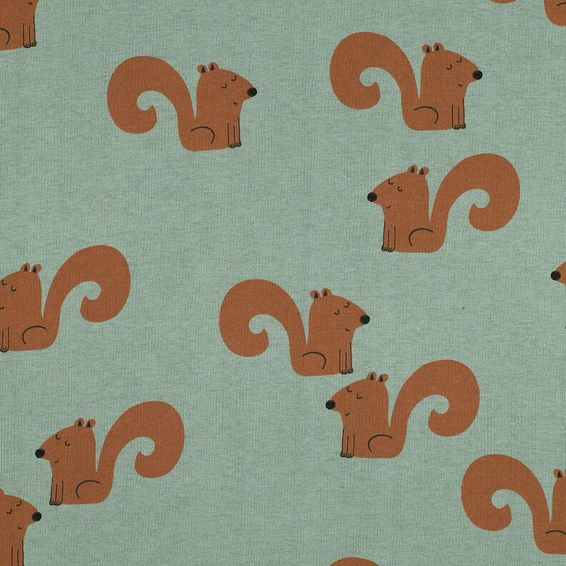 Teplákovina počesaná Veverky | Poppy Fabrics – rákosove zelená/bronzová,  image number 1