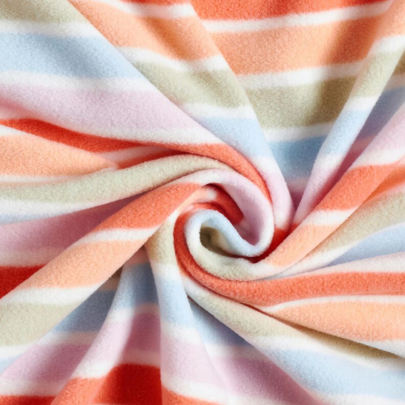 Fleece s protižmolkovou úpravou Barevné pruhy – bílá,  image number 3