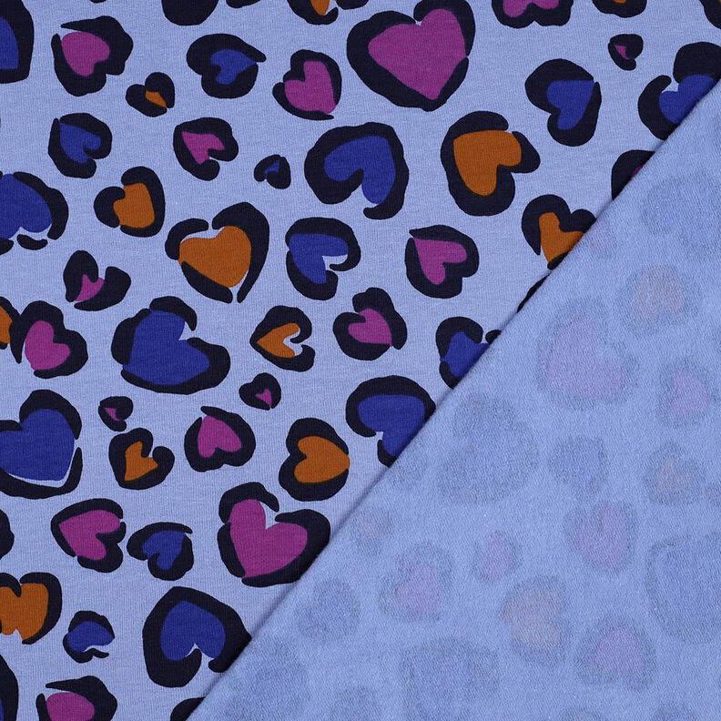 Teplákovina počesaná Barevná srdíčka | Poppy Fabrics – ocelová modr,  image number 4