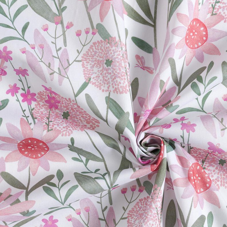 Bavlněný popelín velké luční květiny digitální potisk | Poppy Fabrics – bílá,  image number 3