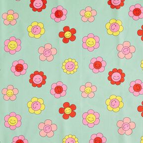 Povrstvená bavlna Veselé květiny | Poppy Fabrics – mátová/citrónově žlutá, 