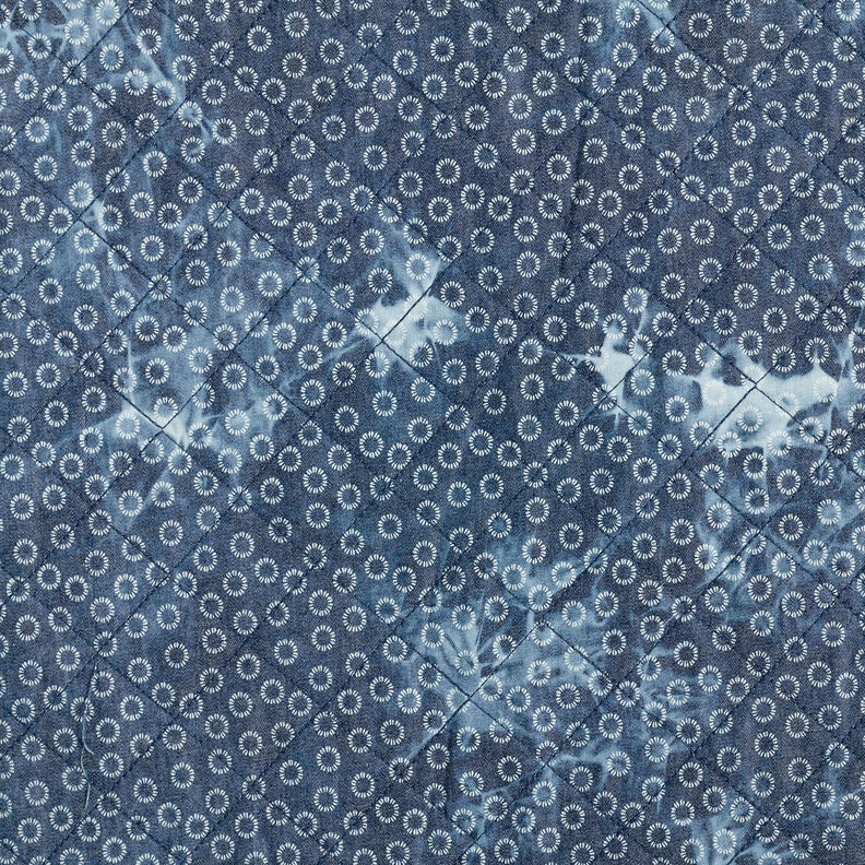 Prošívaná tkanina chambray květinová batika – džínově modrá,  image number 6