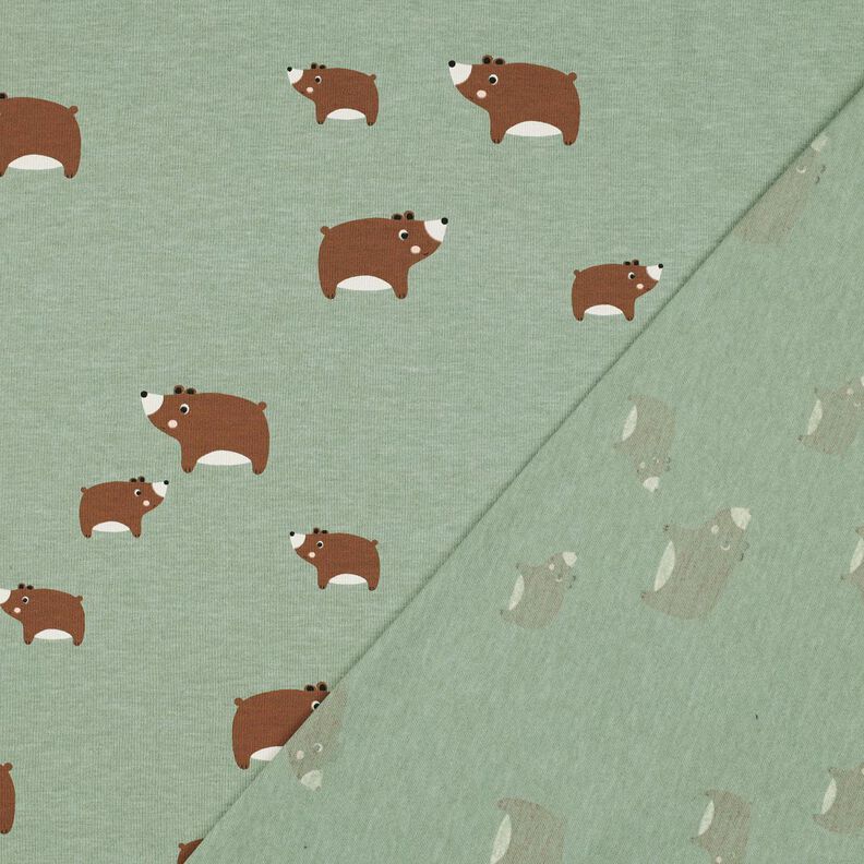 Bavlněný žerzej Medvědi | Poppy Fabrics – rákosove zelená/kaštanově hnědá,  image number 4