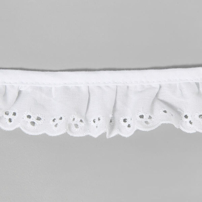 Nabíraná krajka výšivka – bílá,  image number 1