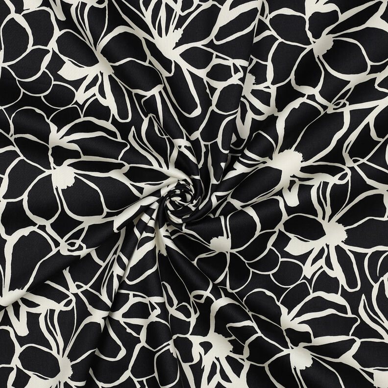 Bavlněný satén Magnolia | Nerida Hansen – černá/vlněná bílá,  image number 3