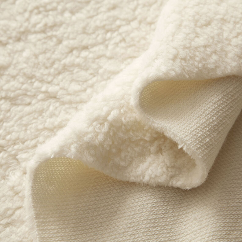 Materiál sherpa Směs s bavlnou Jednobarevné provedení – vlněná bílá,  image number 3