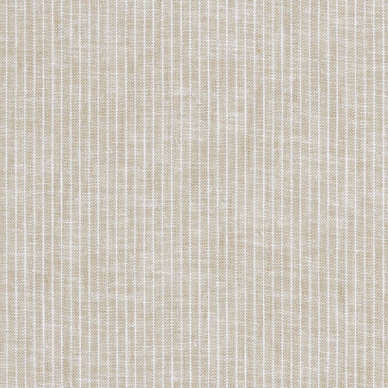 Směs lnu a bavlny Úzké proužky – taupe (šedohnědá)/bílá,  image number 1