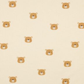 GOTS Bavlněný žerzej Medvědi | Poppy Fabrics – vlněná bílá/světle hnědá, 