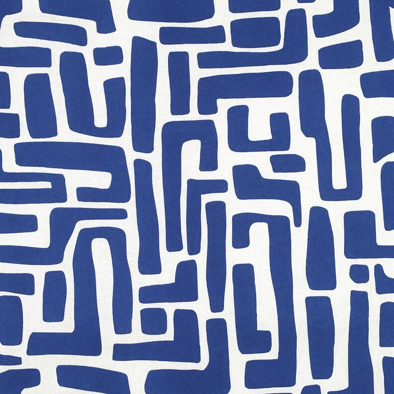 Povrstvená bavlna abstraktní – královská modr/vlněná bílá,  image number 1