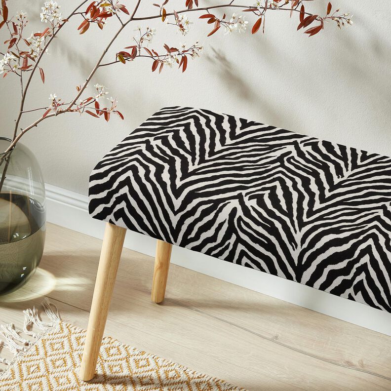 Dekorační látka Žakár Zebra – slonová kost/černá,  image number 6