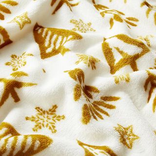 Hebký fleece Vánoce – bílá/zlatá, 