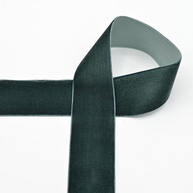Sametová stužka [36 mm] – tmavě zelená,  image number 1
