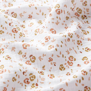 Mušelín / dvojitá mačkaná tkanina Abstraktní květiny – bílá, 