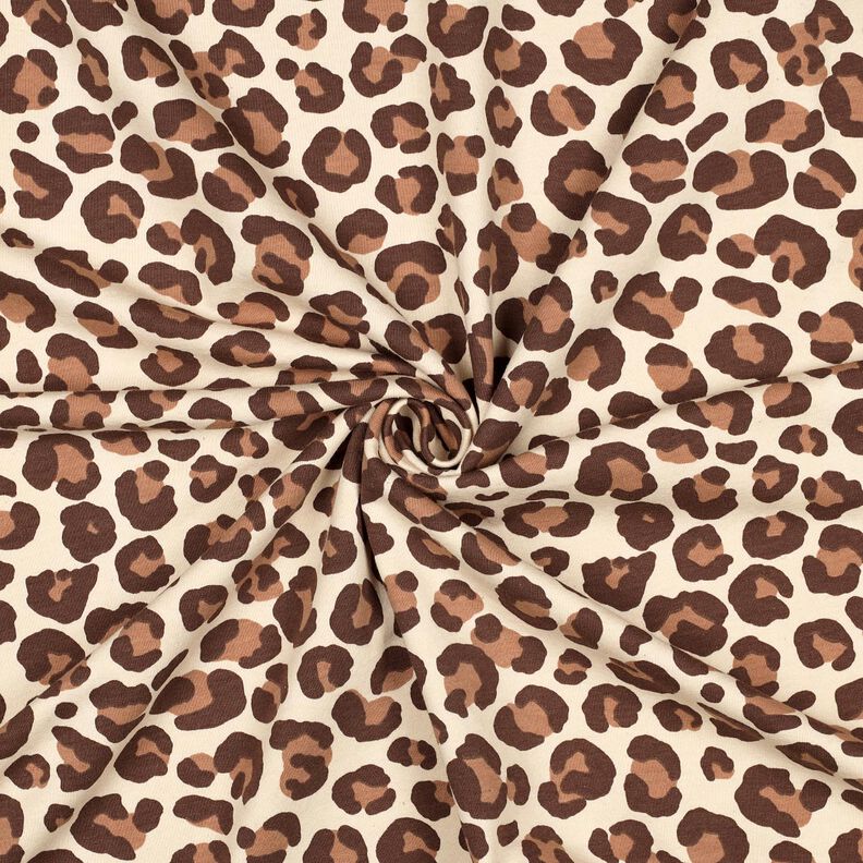 Teplákovina počesaná Leopard | Poppy Fabrics – kremová/tmavě hnědá,  image number 3