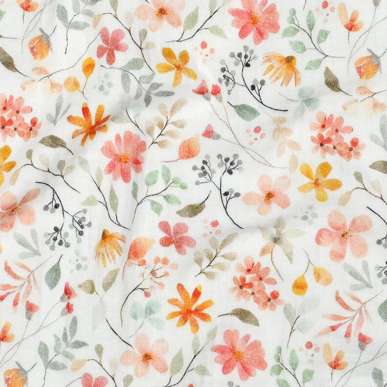 Mu&scaron;el&iacute;n / dvojit&aacute; mačkan&aacute; tkanina Barevn&aacute; květinov&aacute; louka digit&aacute;ln&iacute; potisk | Poppy Fabrics &ndash; slonov&aacute;,  image number 2