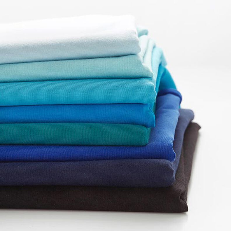 Bavlněný žerzej Medium jednobarevný – tyrkysová,  image number 4