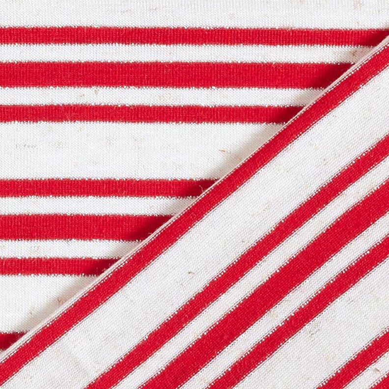 Viskózový žerzej s nepravidelnými třpytivými pruhy – vlněná bílá/červená,  image number 4