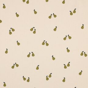 GOTS Bavlněný žerzej Hrušky | Poppy Fabrics – světle béžová/světle olivová, 