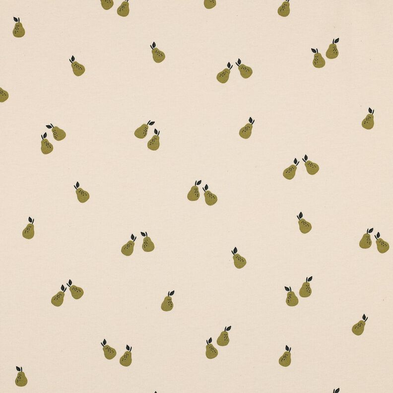 GOTS Bavlněný žerzej Hrušky | Poppy Fabrics – světle béžová/světle olivová,  image number 1