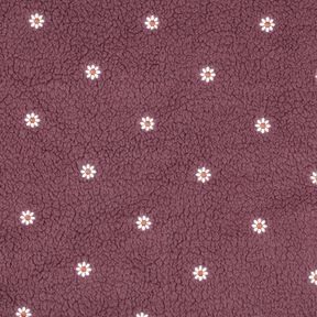 Plyš teddy Vyšívané kytičky | Poppy Fabrics – tmavě starorůžová, 